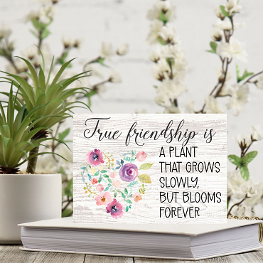 True Friendship Floral Sign – Pastel Heart Blooms